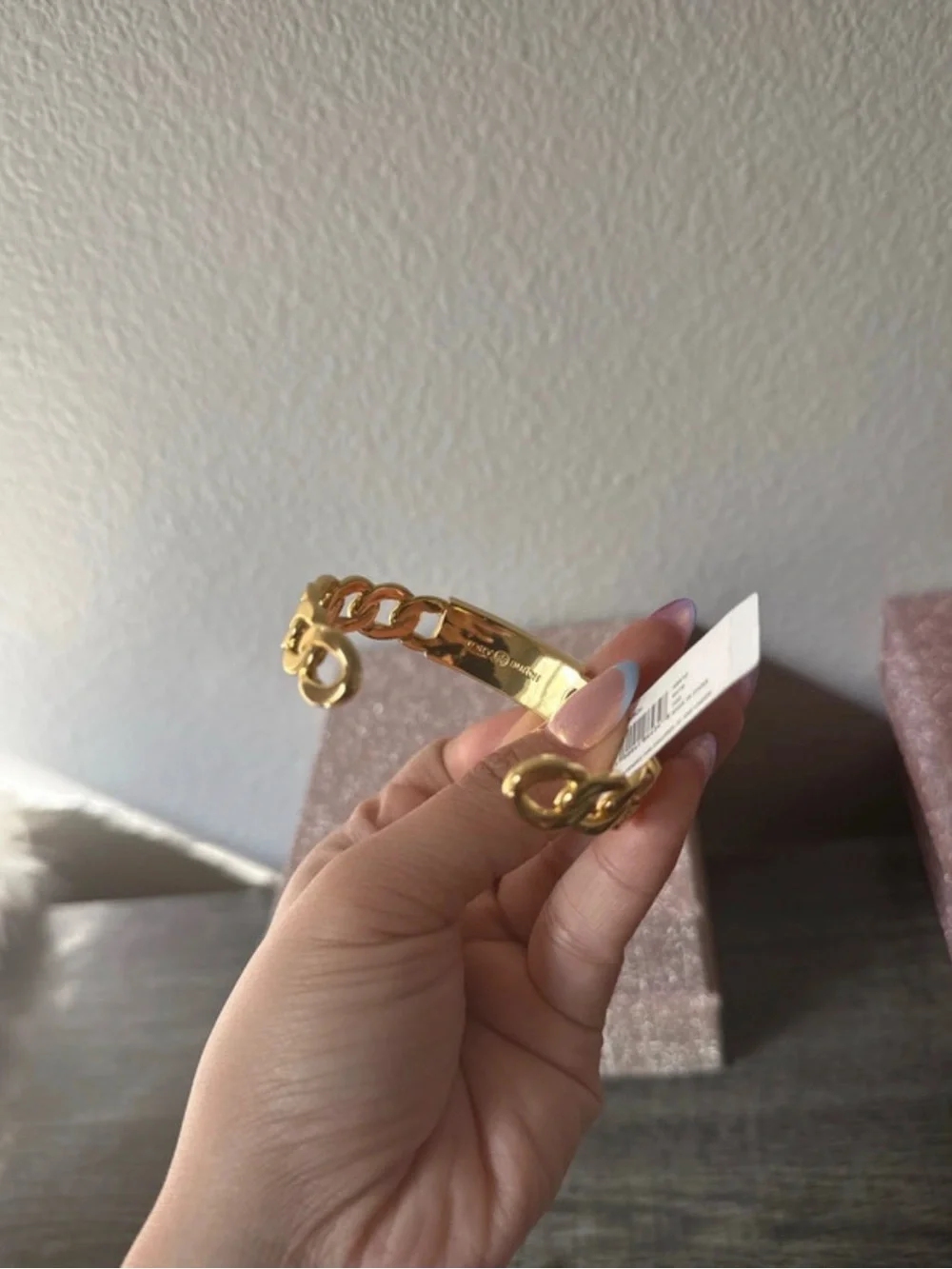 Tory Burch Gold Chain Bracelet with Red Enamel Link